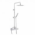 Shower column in chromed brass with square shower head Made in Italy - Studio