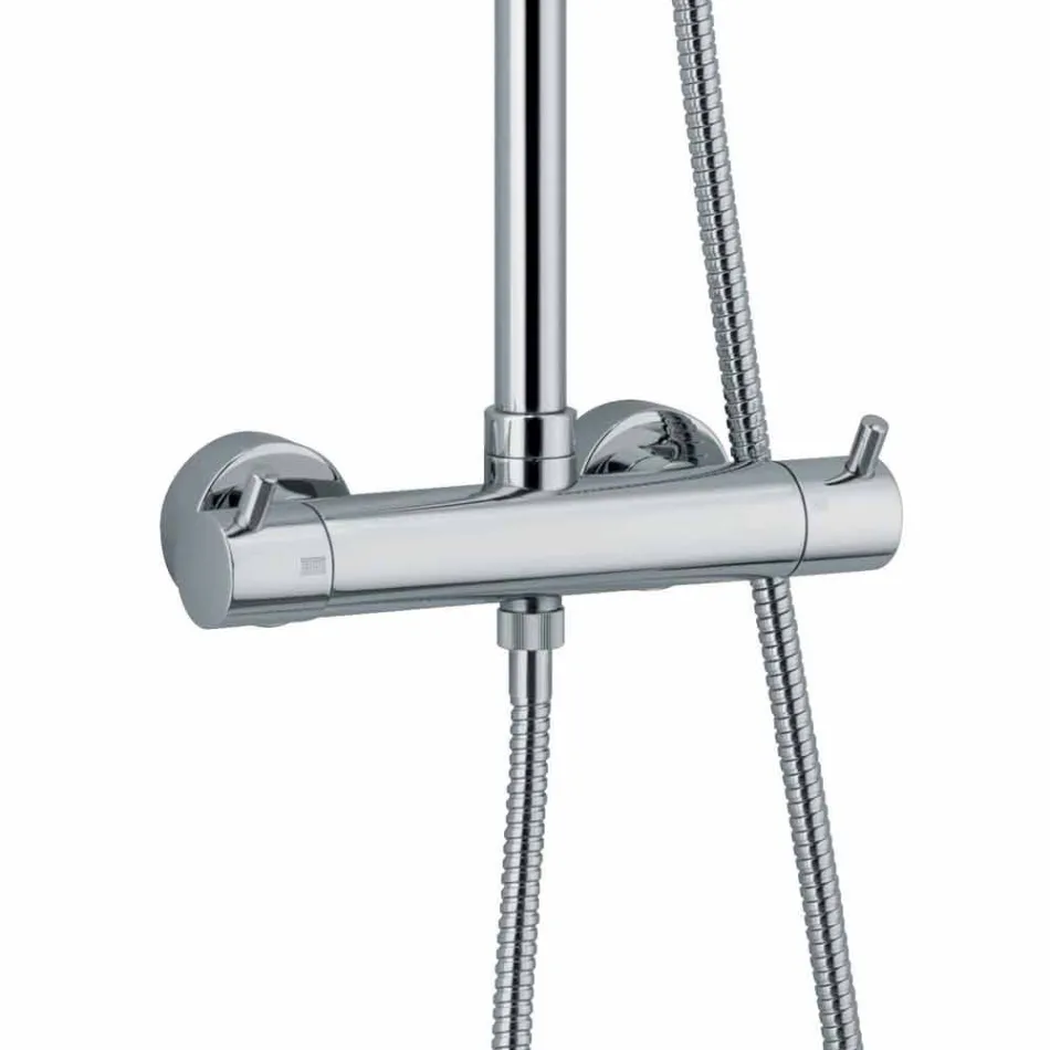 Shower column in chromed brass with round shower head Made in Italy - Griso Viadurini