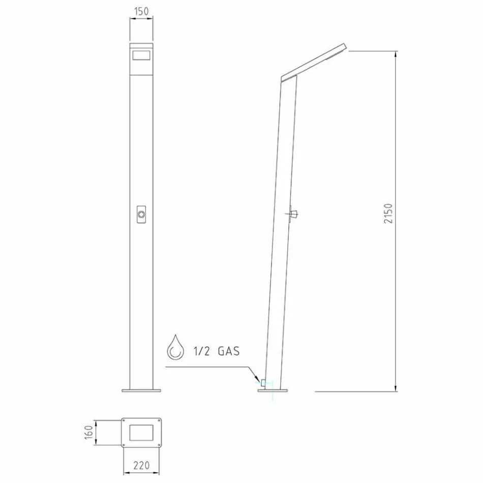 Outdoor Solar Shower Column in Stainless Steel Made in Italy - Werner Viadurini