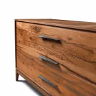 Modern design walnut 3-drawer dresser, W 131 x D 55 x H 80 cm, Sandro Viadurini