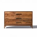 Modern design walnut 3-drawer dresser, W 131 x D 55 x H 80 cm, Sandro