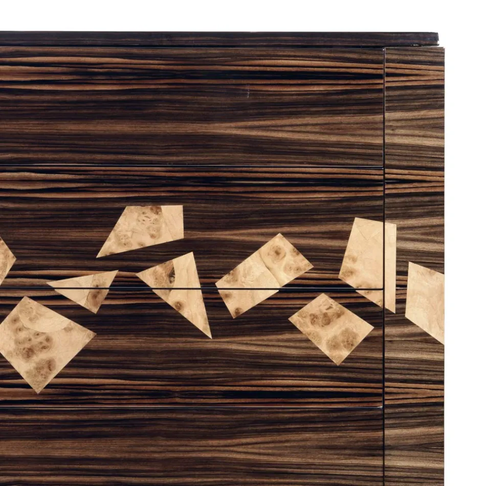 Dresser in ebony wood with 4 drawers Grilli Zarafa made in Italy Viadurini