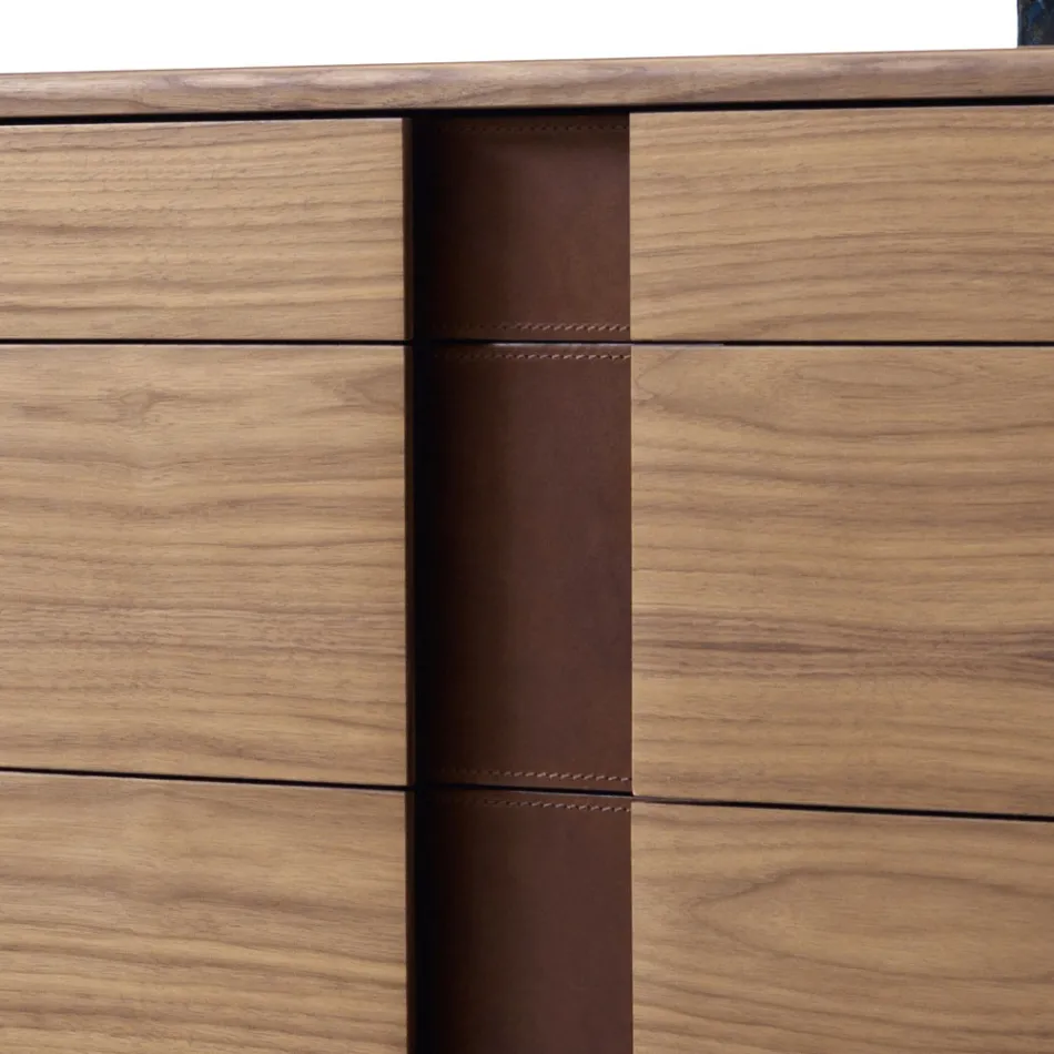 Design solid wood and leather dresser Grilli York made in Italy Viadurini