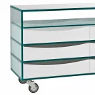 Extralight Glass Dresser and Six White Wood Drawers Made in Italy - Ganzo Viadurini