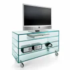 Extralight Glass Dresser and Six White Wood Drawers Made in Italy - Ganzo Viadurini