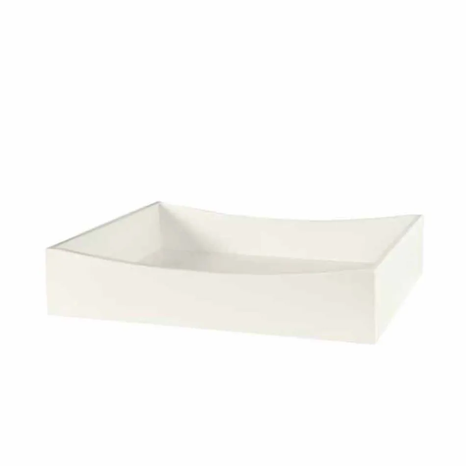 Extralight Glass Dresser and Six White Wood Drawers Made in Italy - Ganzo Viadurini