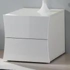 Bedside Bedroom 2 Drawers White Wood Arch Design - Sabine Viadurini