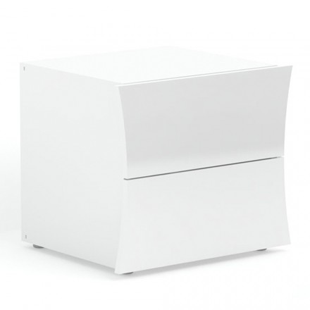 Bedside Bedroom 2 Drawers White Wood Arch Design - Sabine Viadurini