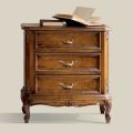 Bedroom Bedside Table in Walnut Wood 3 Drawers Made in Italy - Richard