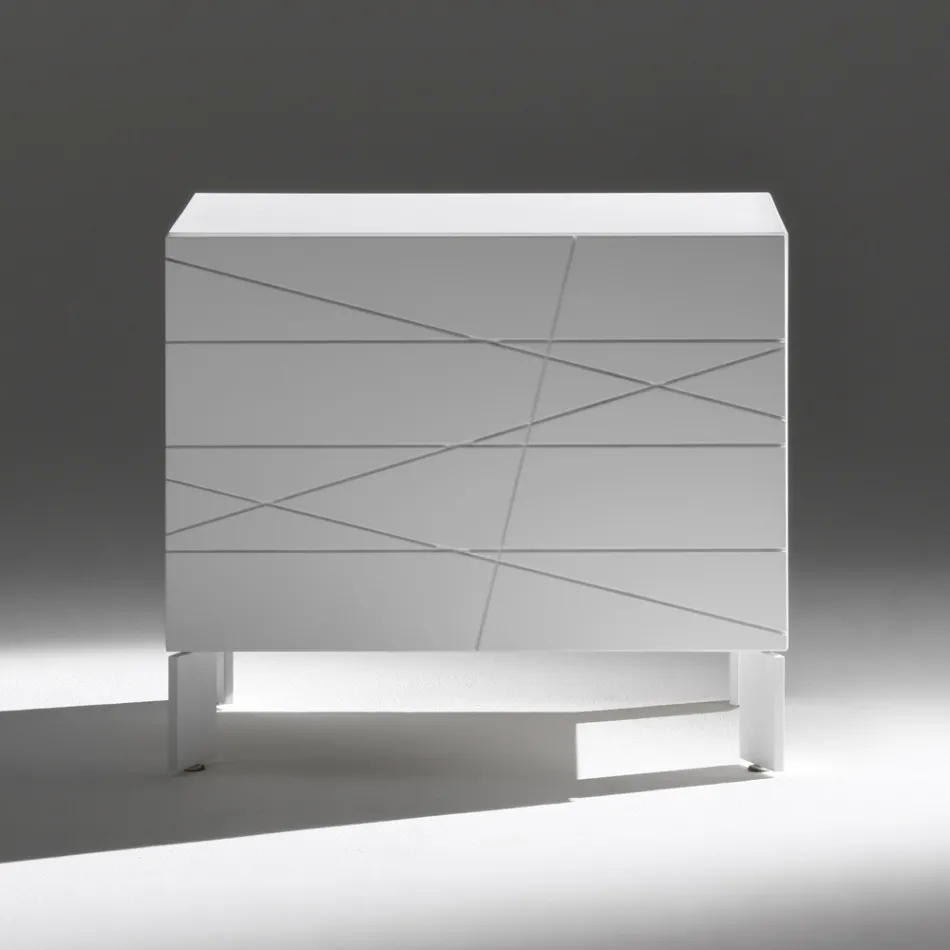 Bedside Table with 1 Drawer in Painted Wood Chipboard - Leone Viadurini