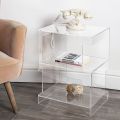 Modern Transparent Acrylic Crystal Design Bedside Table with Shelf - Icaria