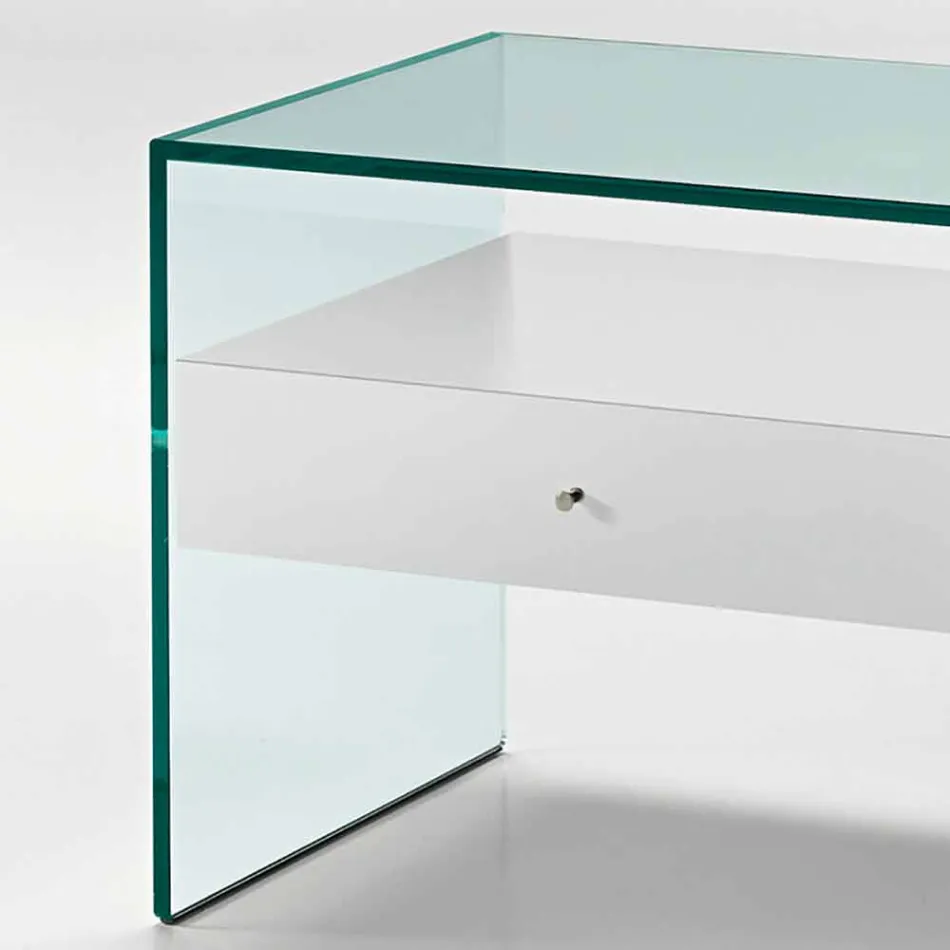 Modern design bedside table in extra-clear glass Made in Italy - Secret Viadurini