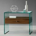 Modern Design Side Table in Extraclear Glass Made in Italy - Segreto