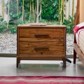 Modern bedside table 2 drawers in antique oak, W 60 x D 42 cm, Margo