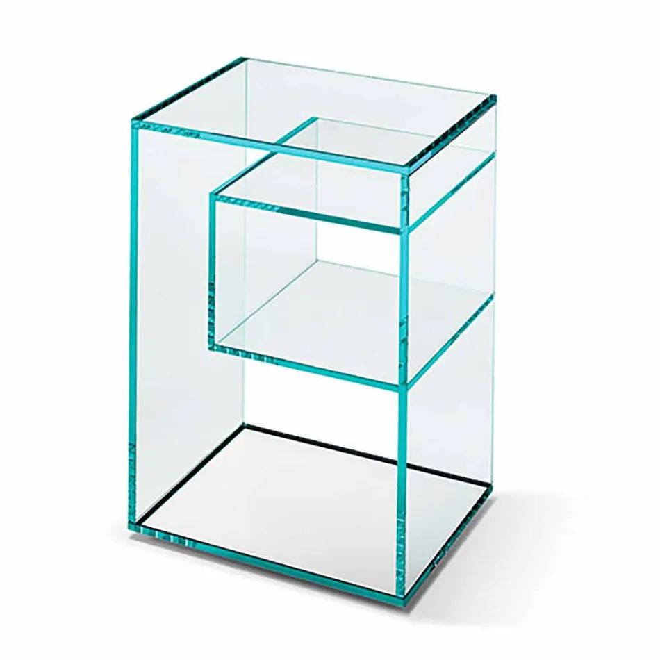 Bedside Table in Extra-clear Glass 2 Dimensions Made in Italy - Linzy Viadurini
