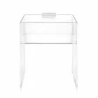 Transparent bedside table with LED light illuminated with Adelia touch Viadurini