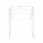 Transparent bedside table with LED light illuminated with Adelia touch Viadurini