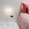 Modern transparent side table with LED lighting Adelia, made in Italy