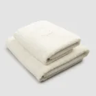 Complete set of face towel and guest towel in terry and linen blend - Kilim Viadurini