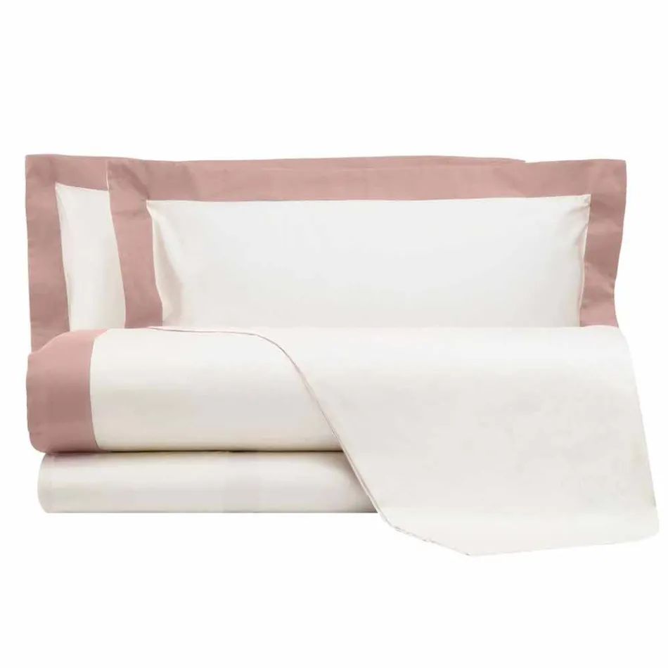 Satin Sheet Set for Double Bed with Colored Edges - Hyacinth Viadurini