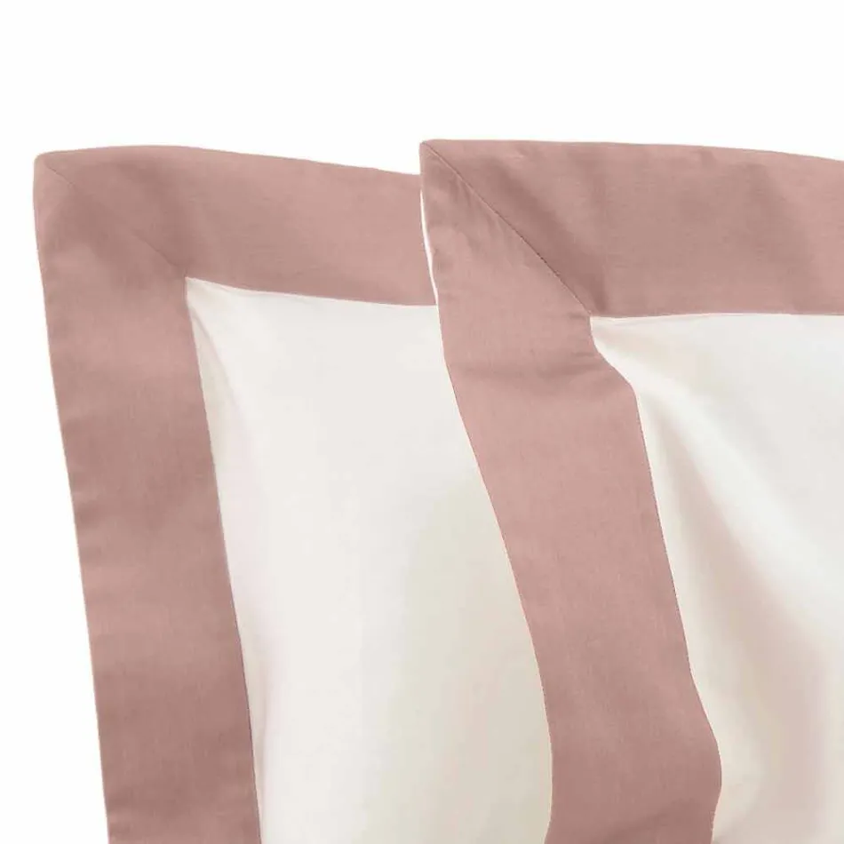 Satin Sheet Set for Double Bed with Colored Edges - Hyacinth Viadurini