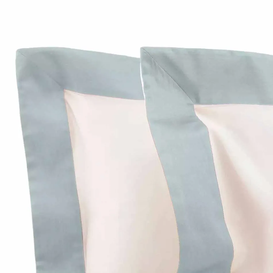 Satin Sheet Set for Double Bed with Colored Edges - Hyacinth Viadurini