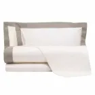 Satin Sheet Set for Double Bed with Colored Edges - Hyacinth Viadurini