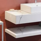 Composition 3 Suspended Bathroom Furniture in Porcelain Stoneware 4 Finishes - Rambina Viadurini