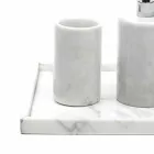 Composition Bathroom Accessories in White Carrara Marble Made in Italy - Tuono Viadurini