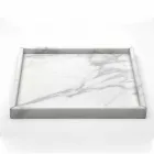 Composition Bathroom Accessories in White Carrara Marble Made in Italy - Tuono Viadurini