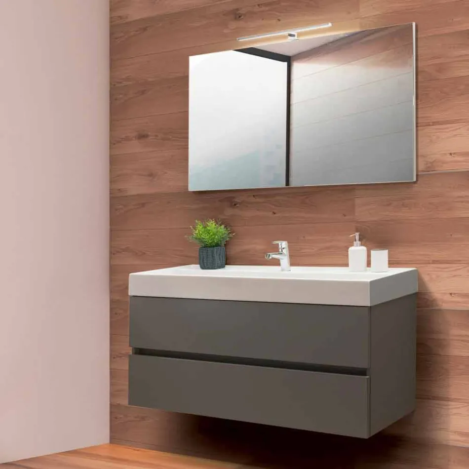 Bathroom Suspended Composition in Fenix Gray - Becky Viadurini