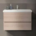 Suspended Bathroom Furniture Composition in Oak Melamine - Becky Viadurini