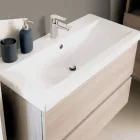 Suspended Bathroom Furniture Composition in Oak Melamine - Becky Viadurini