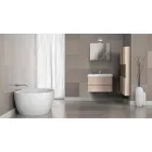 Suspended Bathroom Furniture Composition in Oak Melamine - Becky Viadurini