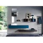 Bathroom Composition Complete with Mirror, Ceramic Washbasin Made in Italy - Palom Viadurini