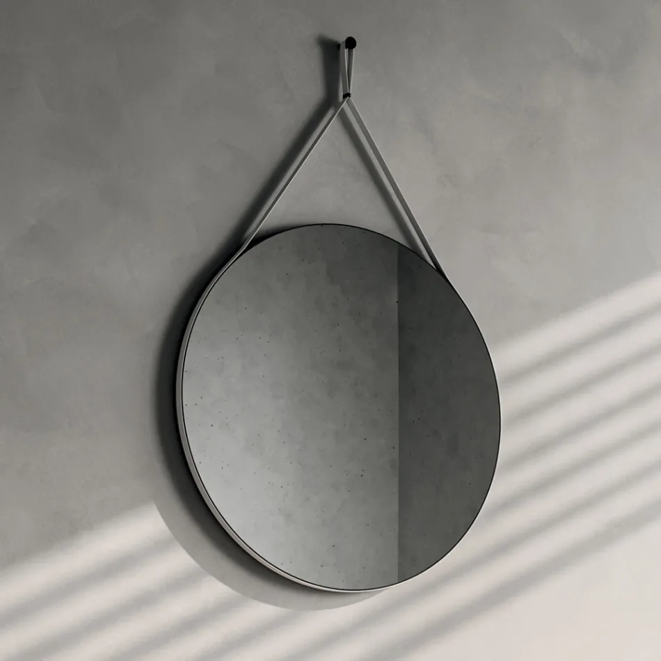 Bathroom Composition Including Base with Wheels, Sink, and Mirror - Titan Viadurini