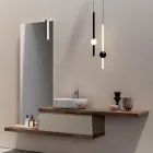 Bathroom Composition with 1 Drawer, 2 Oak Shelves, Sink and Mirror - Titan Viadurini