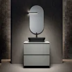 Bathroom Composition with 1 Drawer, Anthracite Resin Sink and Mirror - Titan Viadurini
