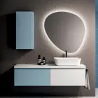 Bathroom Composition with 2 Bases with 1 Drawer Each and Mirror - Titan Viadurini