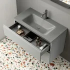 Bathroom Composition with 2 Drawers, Gray Glass Sink and Mirror - Elios Viadurini