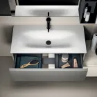 Bathroom Composition with 2 Drawers, Wall Cabinet, Column and Mirror - Titan Viadurini