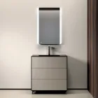 Bathroom Composition with 3 Matte Dove Gray Drawers, Mirror, and Sink - Velaria Viadurini