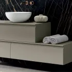 Bathroom Composition with 4 Drawers, 2 Ceramic Sinks and Mirror - Titan Viadurini