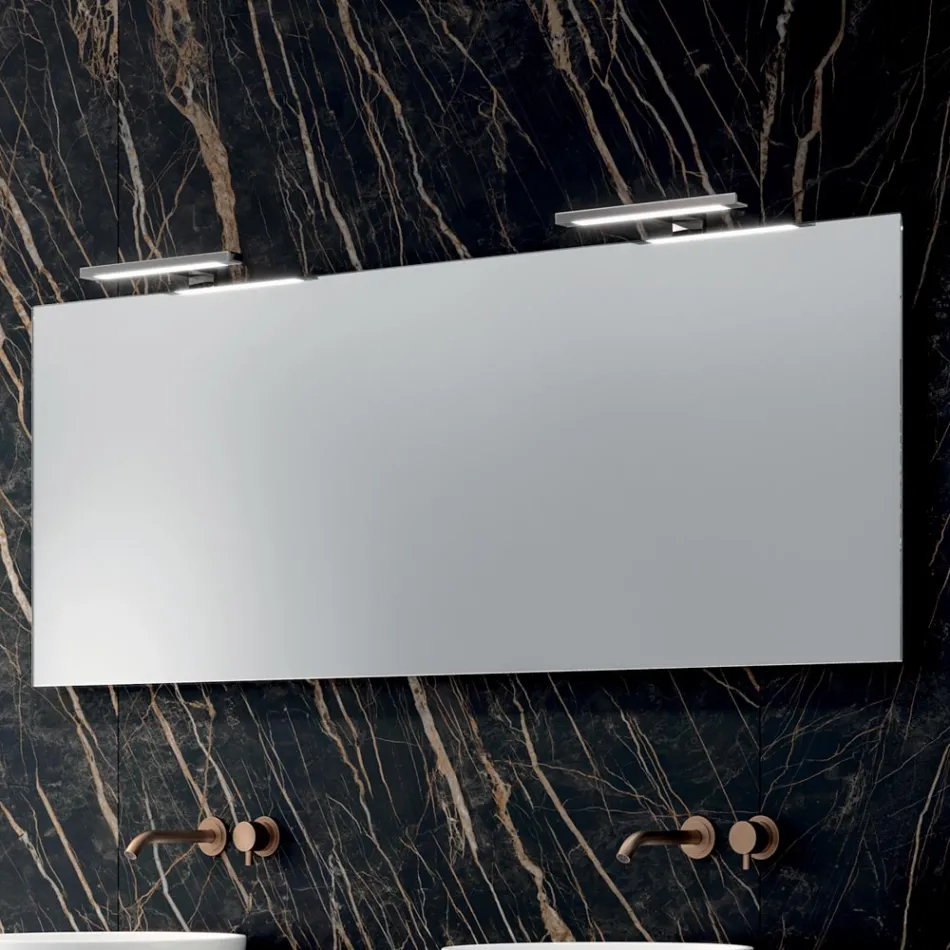 Bathroom Composition with 4 Drawers, 2 Ceramic Sinks and Mirror - Titan Viadurini