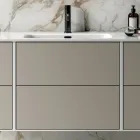 Bathroom Composition with 6 Dove Gray Drawers, Mirror, and Sink - Velaria Viadurini