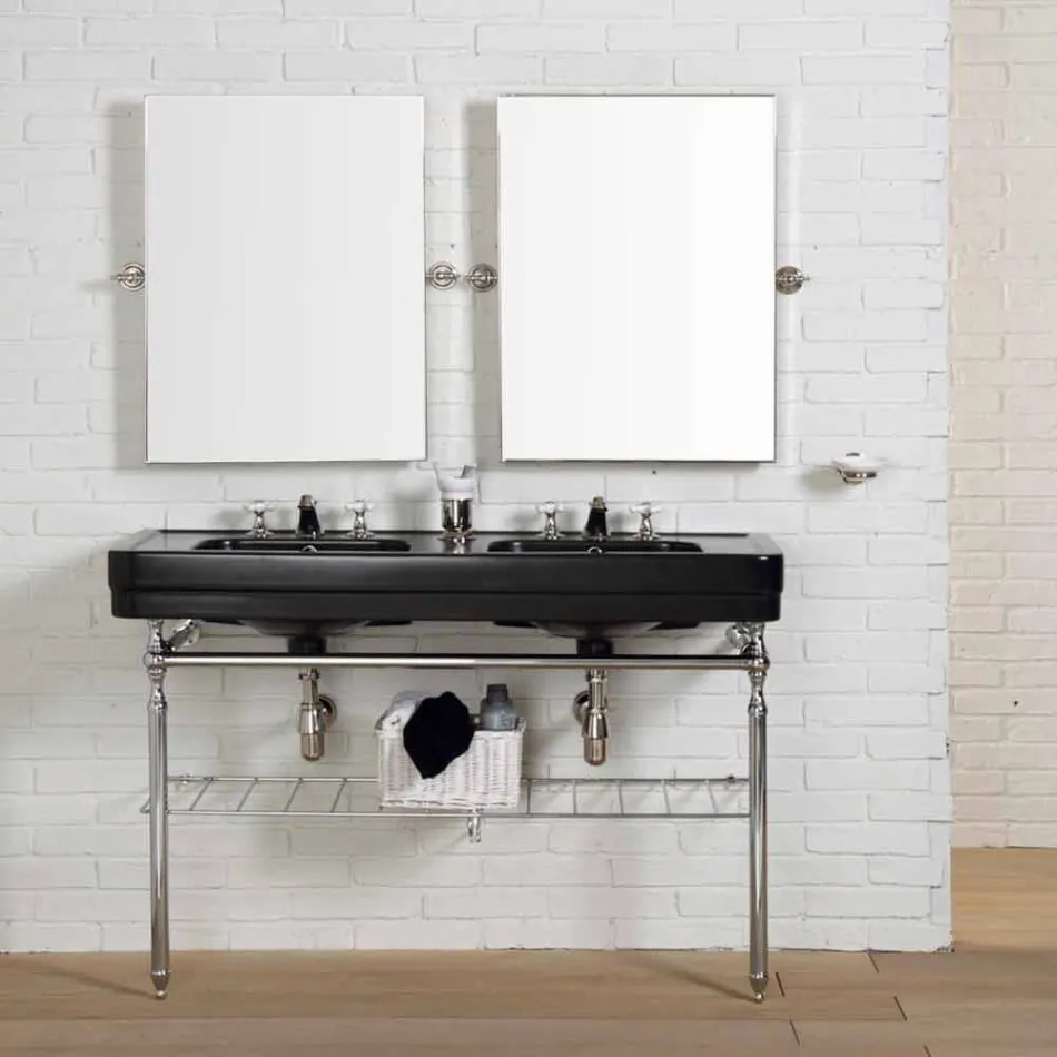 Bathroom composition with double black Double console Viadurini