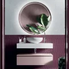 Bathroom Composition with Resin Washbasin and Mirror Made in Italy - Palom Viadurini