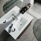 Bathroom Composition with Mirror, Base and Resin Washbasin Made in Italy - Kilos Viadurini