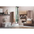 Bathroom Composition with Mirror with Integrated Lamp, Washbasin and Base - Dream Viadurini