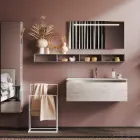 Bathroom Composition with Mirror and Lamp, Anti-scratch Base Made in Italy - Dream Viadurini